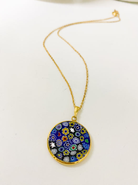 Blue Murano Glass Pendant Necklace