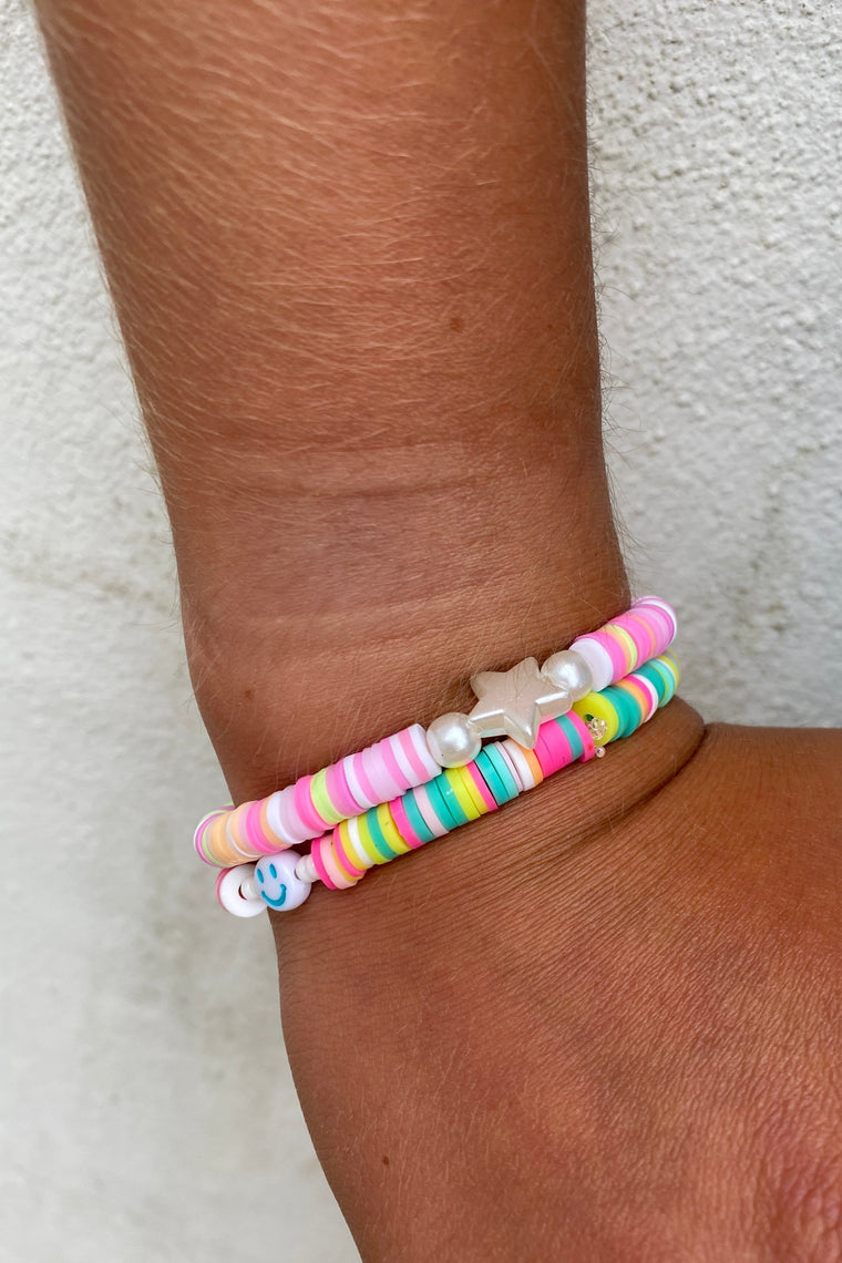 Stars & Smiley Bright Beaded Bracelets