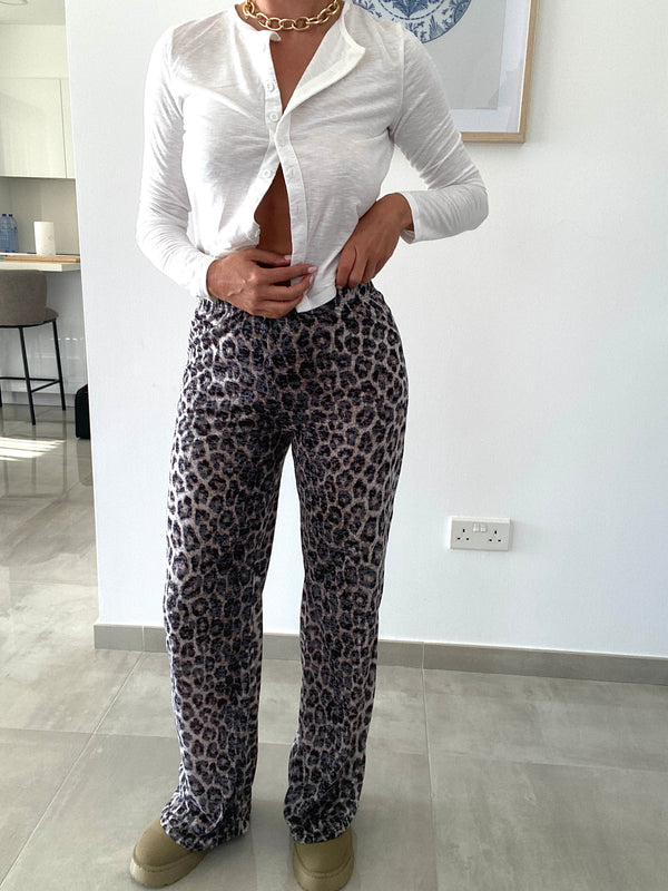 Leopard Straight Leg Jersey Trousers