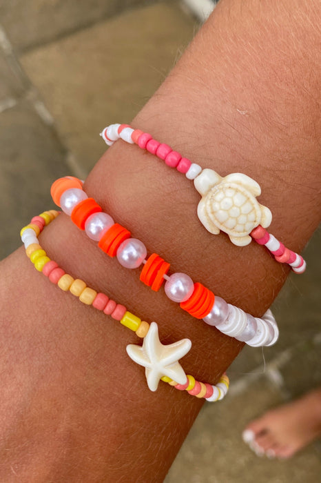 Aquatic Orange Mix Beaded Bracelets