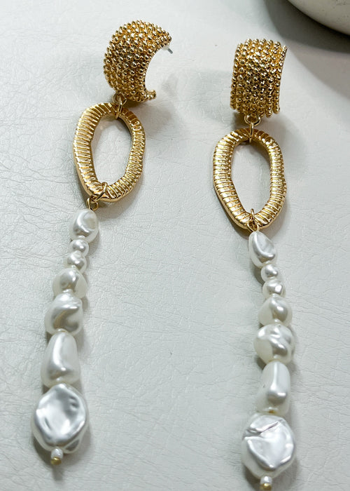 Long Pearly Drop Earrings