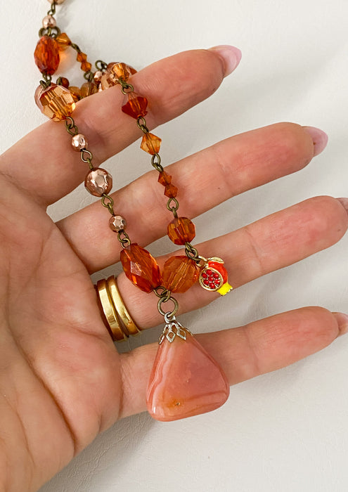 Terracotta Beaded Pomegranate Necklace