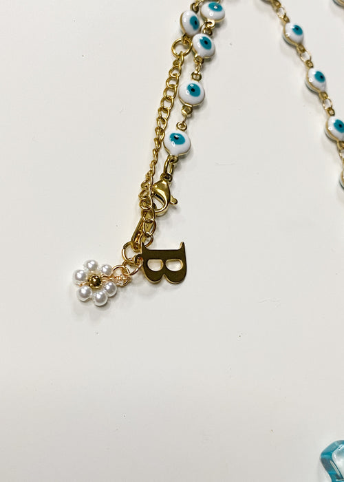 Evil Eyes Necklace Gold & Turquoise