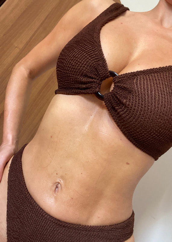 Crinkle Ring Bra Bikini in Chocolate Brown