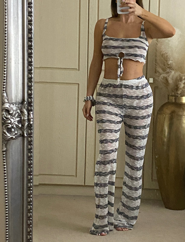 Beachwear Slouchy Trouser Co-Ord in Stripe Slub Knit