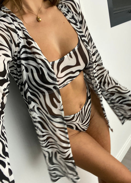 Zebra Mesh Underwear & Shirt Set