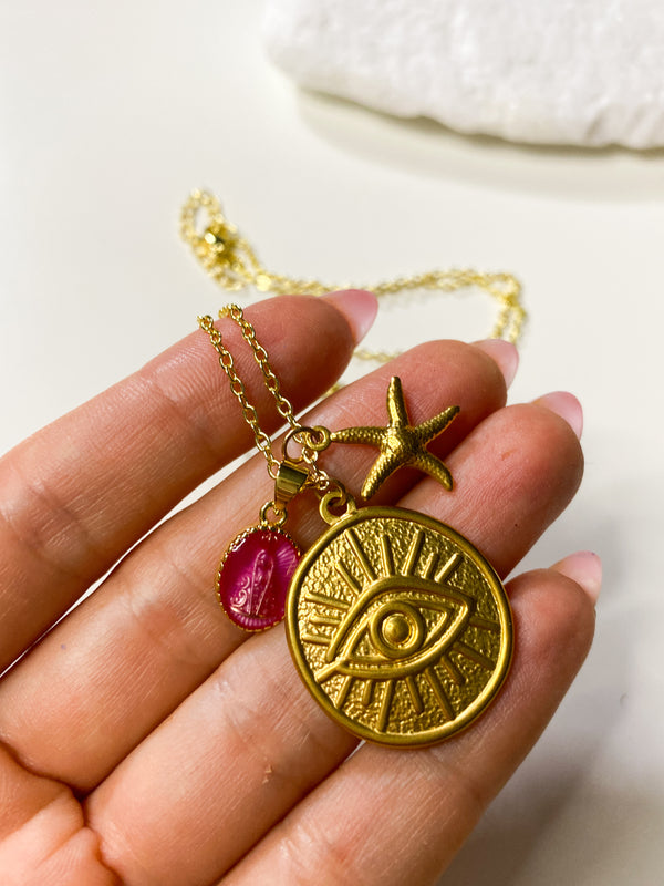 Gold Eye Medallion Necklace