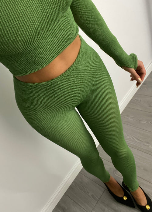 Long Sleeve Top & Leggings Set in Palm Green