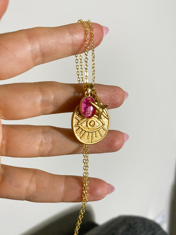 Gold Eye Medallion Necklace