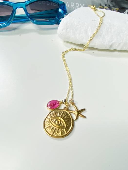 Gold Eye Medallion Necklace