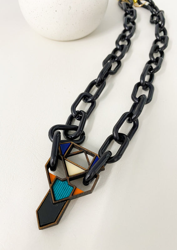 Art Deco Chunky Resin Necklace