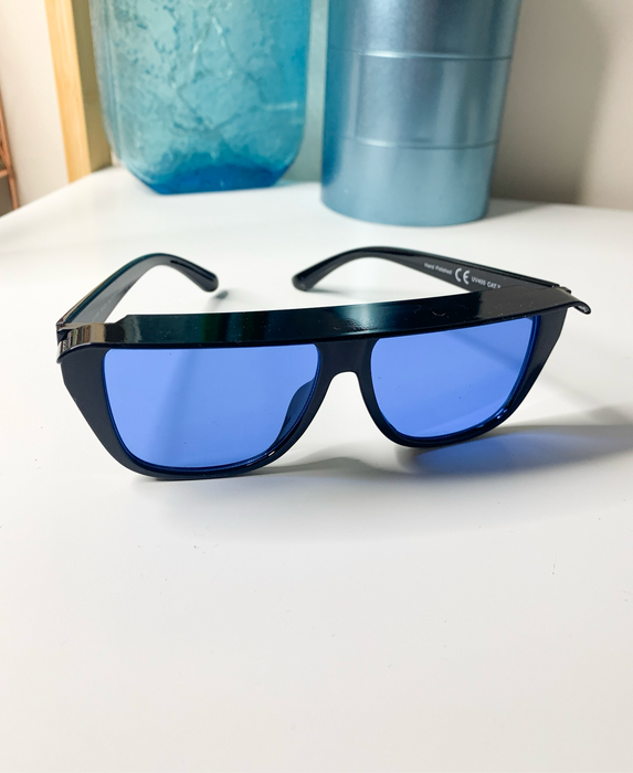 Oversize 80’s Visor Sunglasses Blue