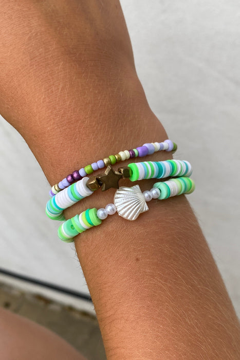 Green Shell Mix Beaded Bracelets