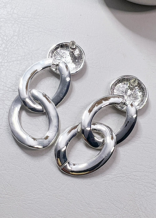 Chunky Silver Curb Chain Earrings