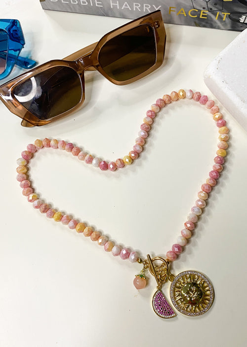 Pastel Pink Mix Charm Necklace