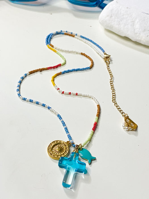 Long Beaded Eclectic Charms Necklace