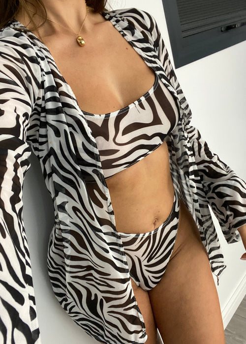 Zebra Mesh Underwear & Shirt Set