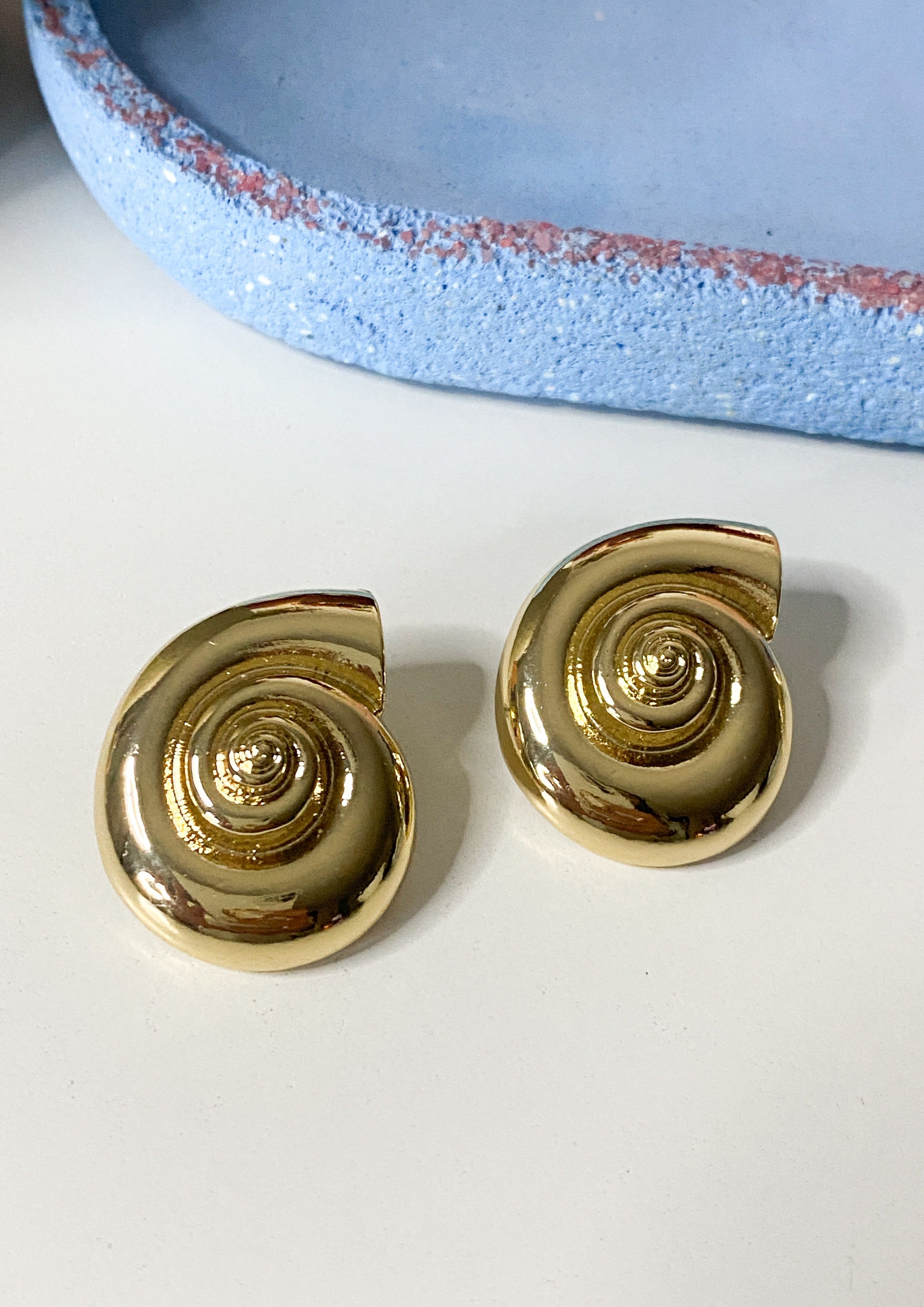 Gold Shell Large Stud Earrings