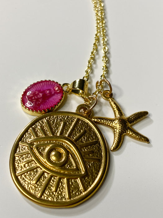 Gold Eye Medallion Necklace