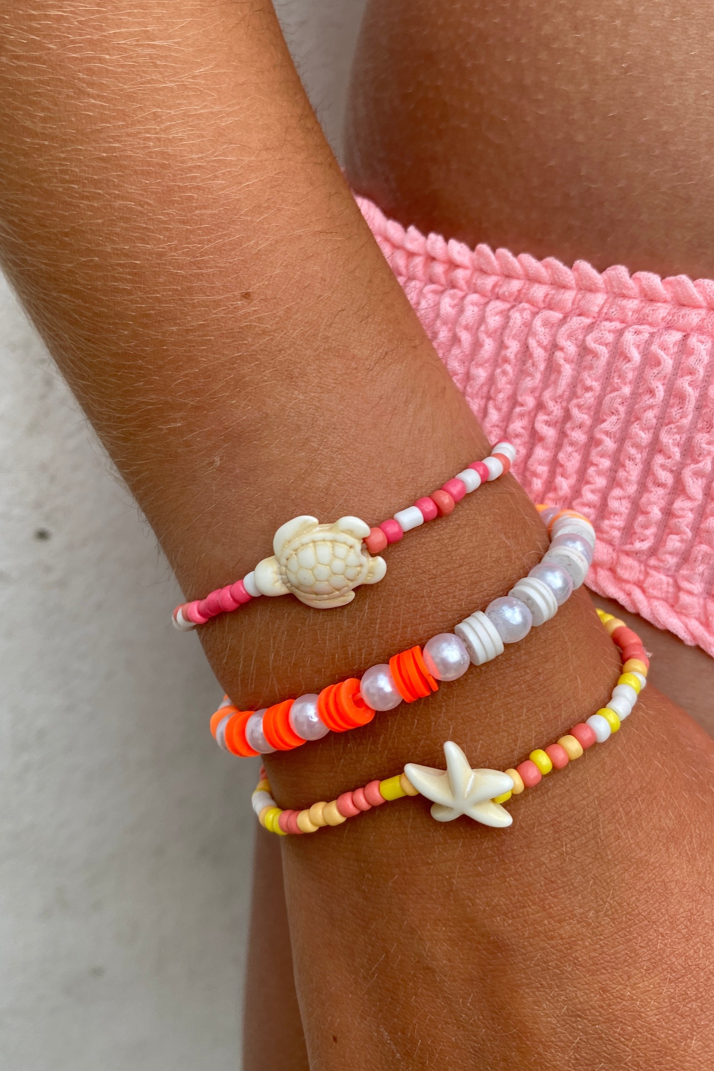 Aquatic Orange Mix Beaded Bracelets