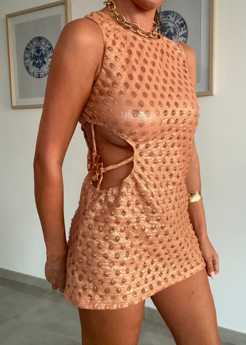 Mettalic Micro Mini Dress