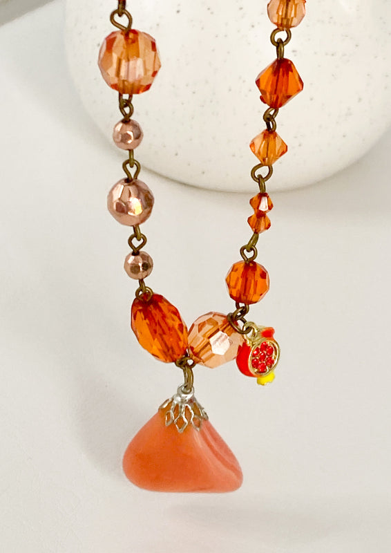 Terracotta Beaded Pomegranate Necklace