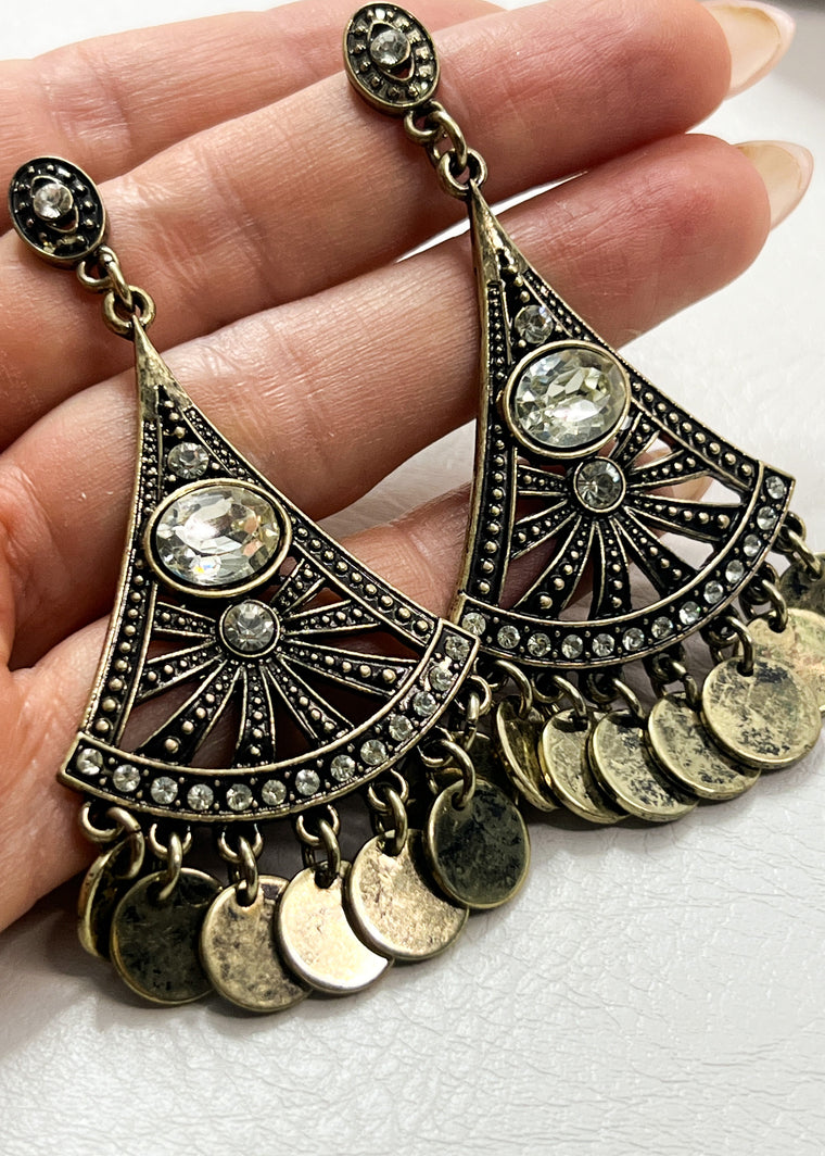 Pendientes estilo candelabro estilo boho de bronce