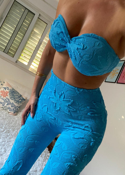 Leggings & Bandeau Set in Lagoon Blue