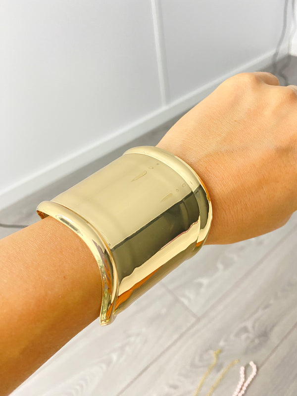 Tiff Wide Gold Cuff Bangle