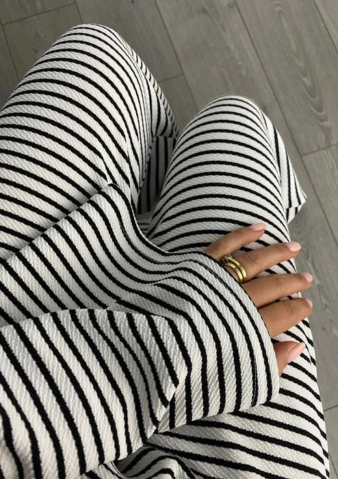 Black & White Stripe Loose Fit Trouser Co-Ord