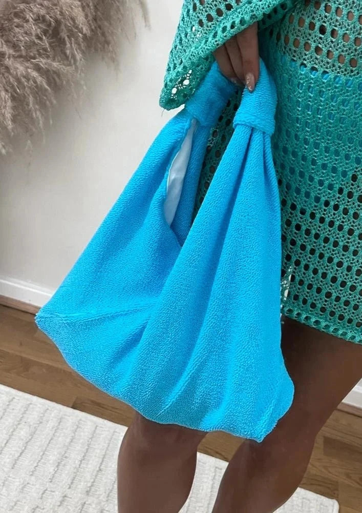 Neon Blue Crinkle Origami Shoulder Bag