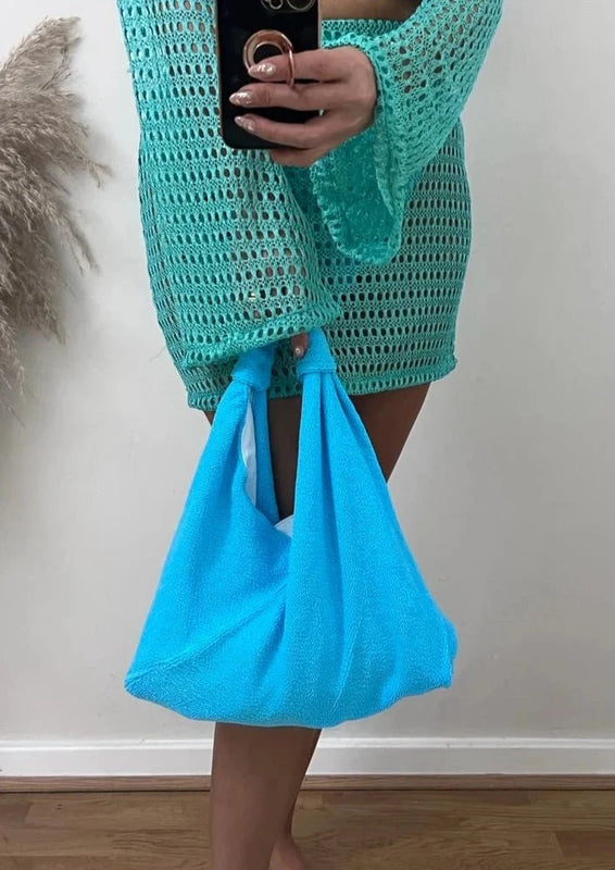 Neon Blue Crinkle Origami Shoulder Bag