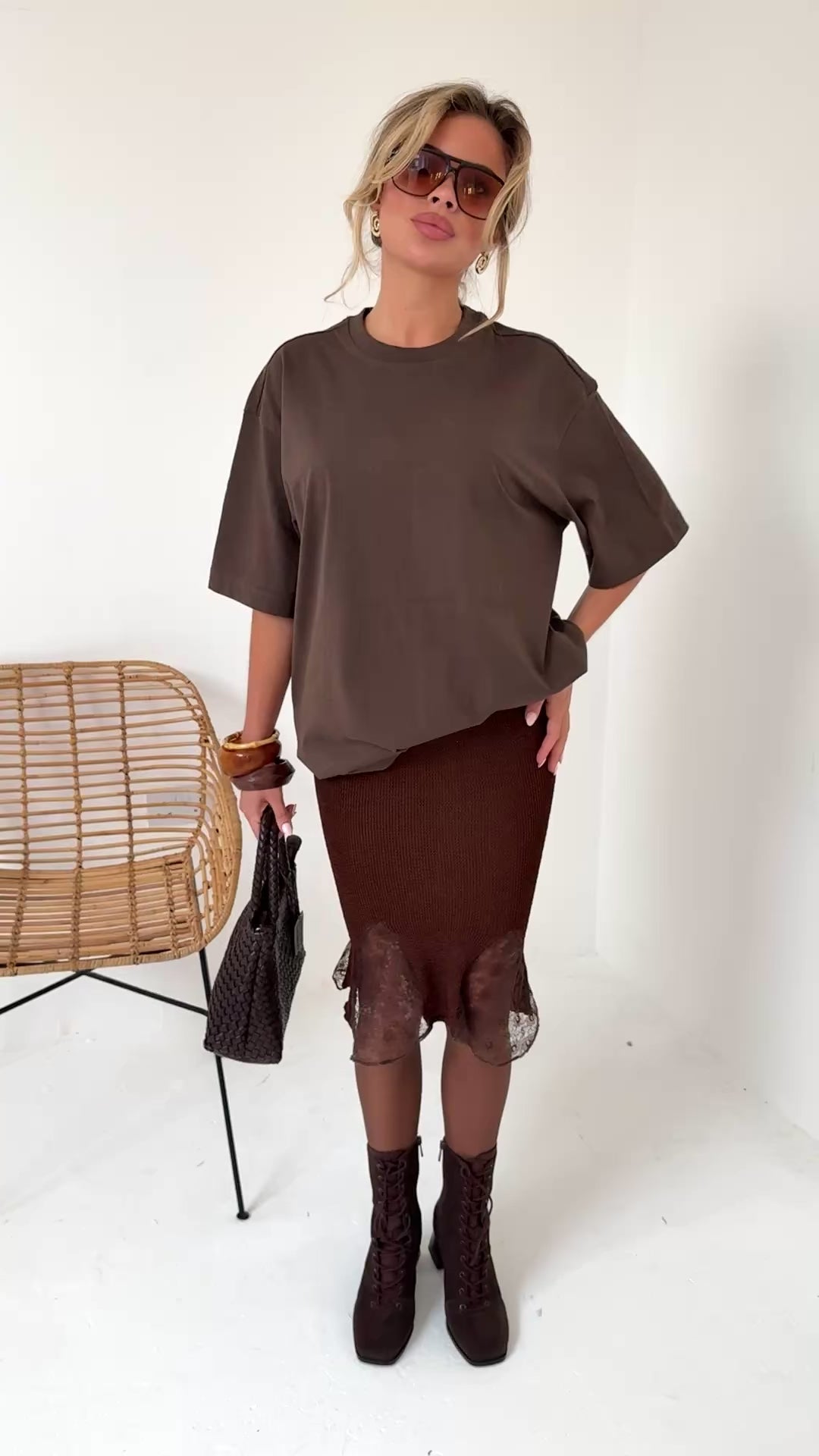 Godet Skirt in Crinkle & Lace