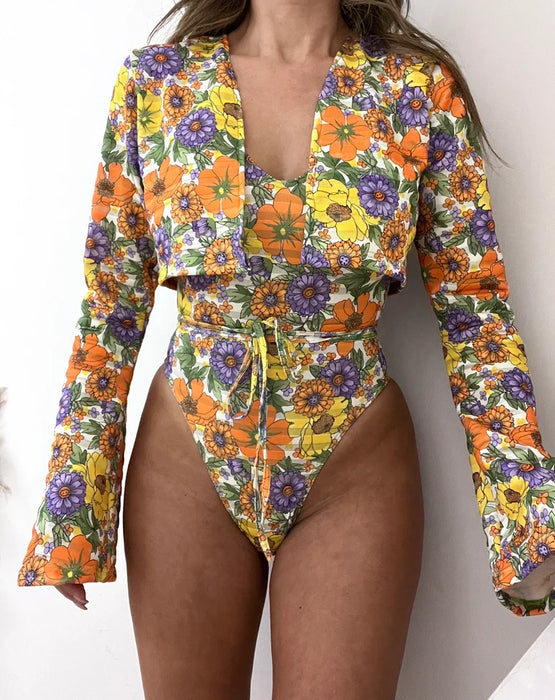 Summer Floral Swimsuit & Jacket Set