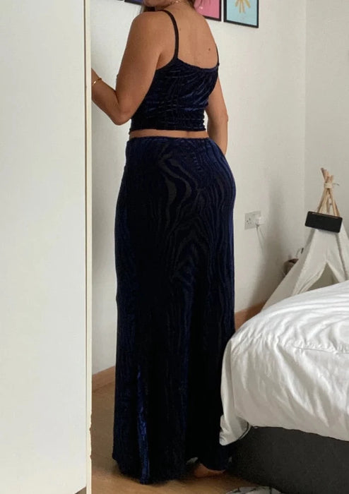 Zebra Devore Velvet Fishtail Maxi Co-Ord