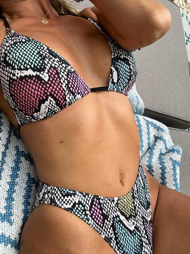 Multi Coloured Snake Print Bikini