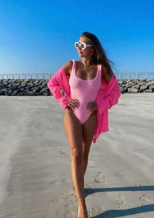 Bubblegum Pink Crinkle Classic Onepiece