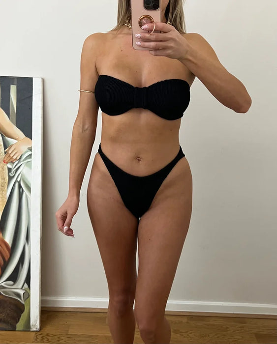 Black Crinkle Sweetie Bikini