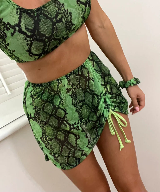 Green Snake Cover Up Skirt