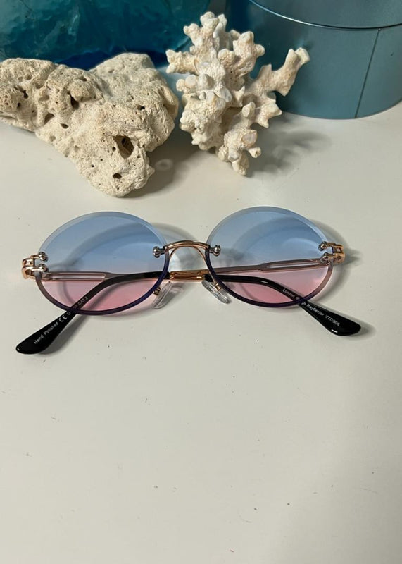 Retro Style Frameless Oval Sunglasses