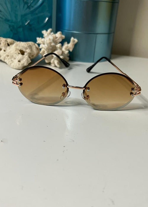 Retro Style Frameless Oval Sunglasses